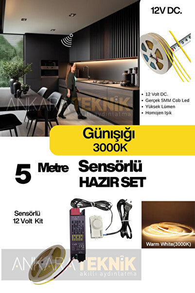 ankarateknik 12V Sensörlü 5mm COB LED Set