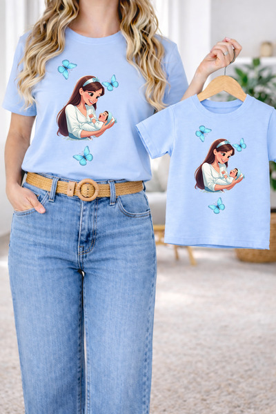 LORVEX Μπλουζάκι Mother Daughter Oversize T-Shirt Twin T-Shirt 100% Βαμβάκι Ά...