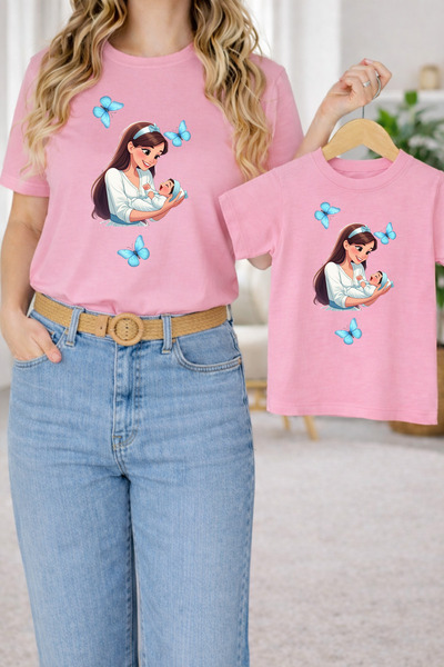 LORVEX Μπλουζάκι Mother Daughter Oversize T-Shirt Twin T-Shirt 100% Βαμβάκι Ά...