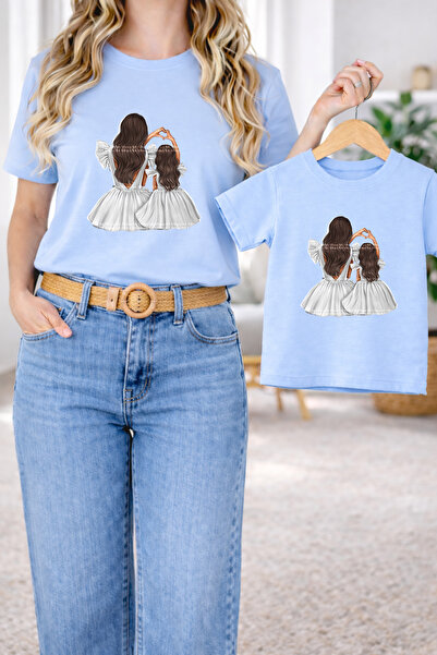 LORVEX Μπλουζάκι Mother Daughter Oversize T-Shirt Twin T-Shirt 100% Βαμβάκι Ά...
