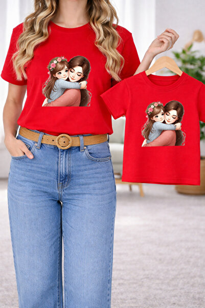 LORVEX Μπλουζάκι Mother Daughter Oversize T-Shirt Twin T-Shirt 100% Βαμβάκι Ά...