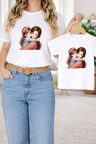 LORVEX Μπλουζάκι Mother Daughter Oversize T-Shirt Twin T-Shirt 100% Βαμβάκι Ά...