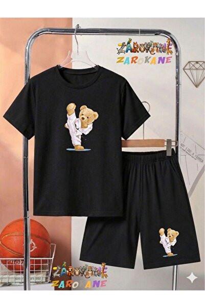 ZAROKANE Kareteci Bear Printed Top and Shorts/T-Shirt Summer Children's Two-P...