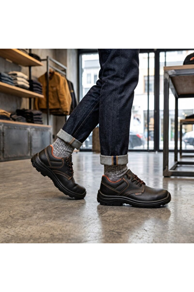 Babetty İş Güvenliği Ayakkabısı Çelik Burunlu S1 Ortopedik Taban Hafif Kaymaz...