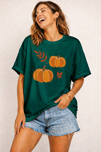 ArtYus Φθινοπωρινό μπλουζάκι Unisex Oversize με σχέδιο κολοκύθας – Βαμβακερό ...