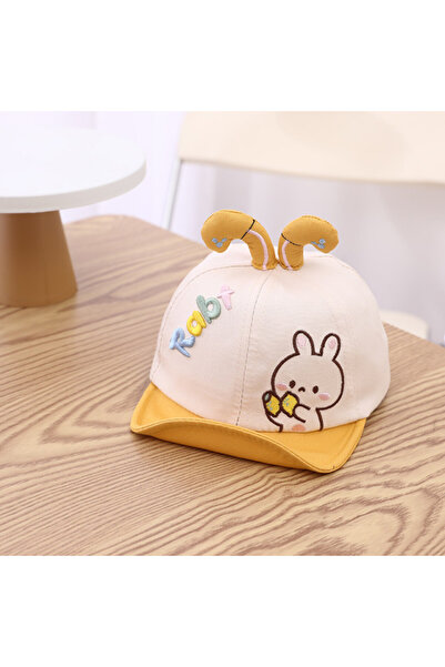 Pure Boutique Καπέλο σε χρώμα ιβουάρ με απαλό κίτρινο μουσταρδί γείσο - Κουνέλι