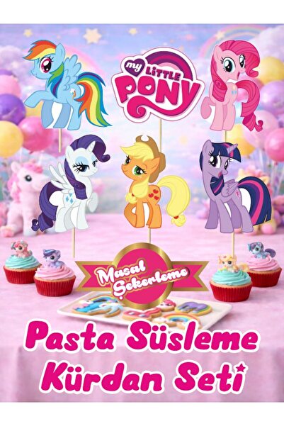 Masal Şekerleme Pony Özel Kesimli Dekoratif Banner- Flama - Doğum Günü Süsü -...