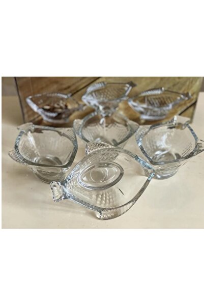 Kaveh glass BilenAy Kristal balık cam kase çerezlik 6'lı