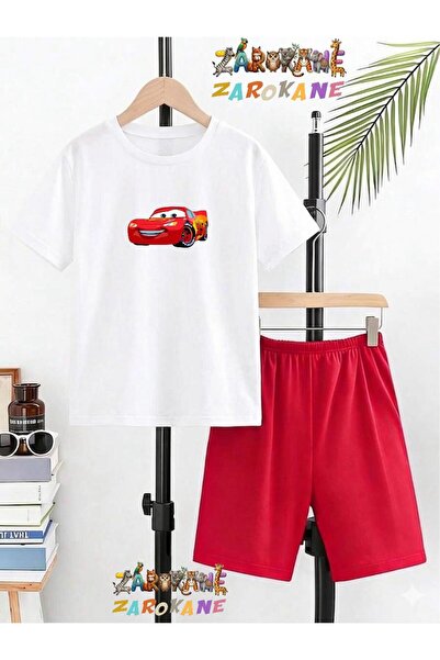 ZAROKANE Lightning Car Printed Top and Shorts/T-Shirt Two-Piece Summer Childr...