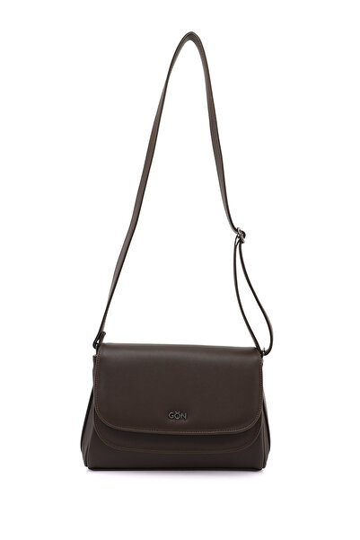 GÖNDERİ(R) Γυναικεία τσάντα ώμου με μακρύ λουράκι σε καφέ χρώμα