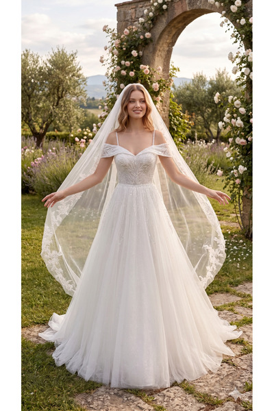 ÇEYİZAL BONCUKLU HELEN ASKILI GELİNLİK