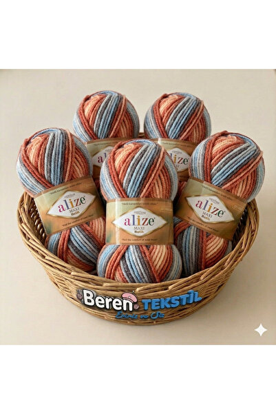 Alize Superlana Maxi Batik 5’li Paket – 7922 Kazak Hırka ve Atkı İçin Kalın Ö...