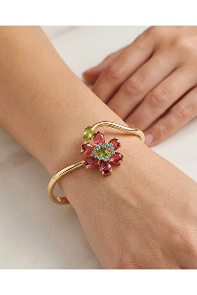 ZEN CO 14K Altın Görünümlü Bahar Çiçeği Kelepçe Bilezik