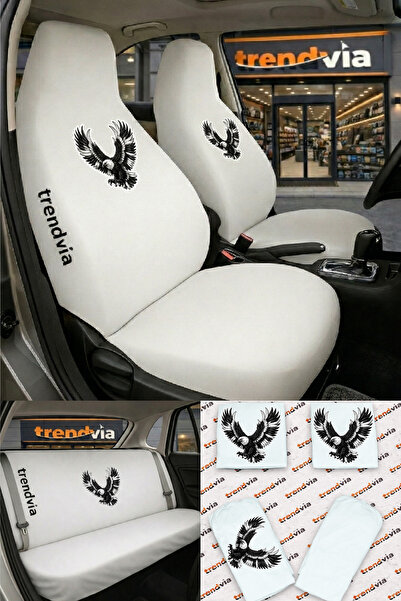 trivexa غطاء مقعد السيارة بشعار Eagle، طقم أمامي وخلفي – غطاء حماية عالمي للم...