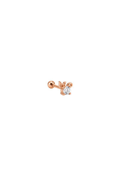 LéO Silver And More 925 Gümüş Pembe Altın Kaplama Kedi Figürlü Tragus Helix K...