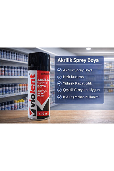 VİOLENT Pütür Siyah Sprey Boya Akrilik Beyaz Eşya İş Makinesi Metal Ve Ahşap ...