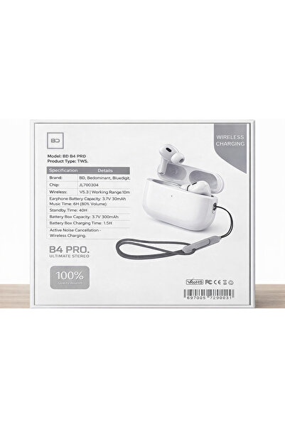 BD,Bedominant,Bluedigit سماعات أذن لاسلكية B4 Pro TWS بتقنية البلوتوث 5.3 مع خاصية إلغاء الضوضاء وتحكم باللمس مع علبة شحن