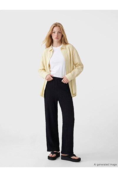 LC Waikiki Women's Textured Spanish Leg Pants with Elastic Waist