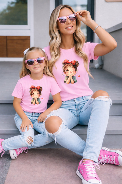 LORVEX Μπλουζάκι Mother Daughter Oversize T-Shirt Twin T-Shirt 100% Βαμβάκι Ά...