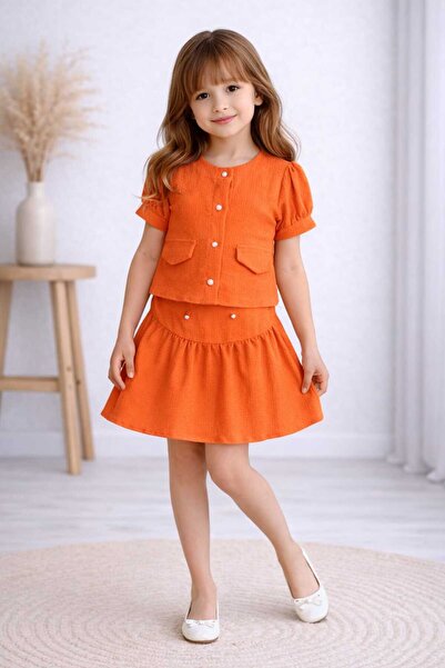 Burçak Butik Κοριτσίστικο καλοκαιρινό σετ φούστας και μπλούζας από μουσελίνα ...