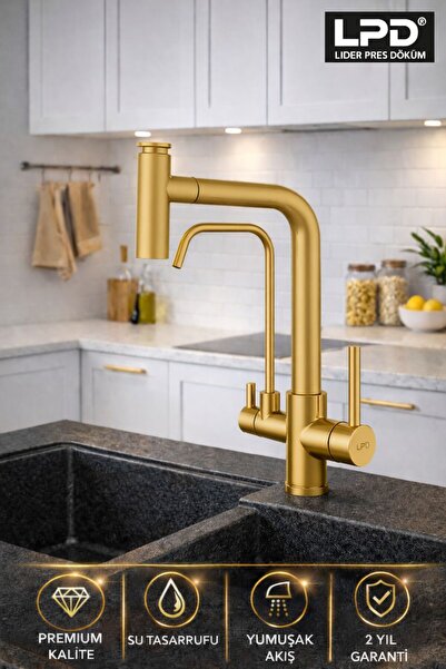 LPD LİDER SPİRALLİ ARITMALI MUTFAK BATARYASI MAT GOLD