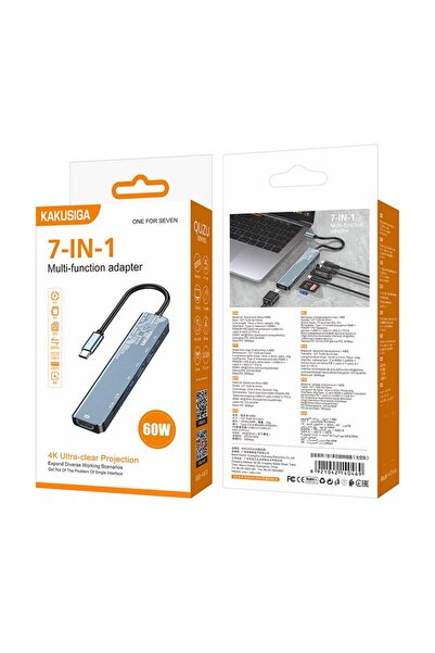 KAKU (KSC-1413) - USB Hub, Δεδομένα και Φόρτιση, USB-C σε HDMI, Αναγνώστης κα...