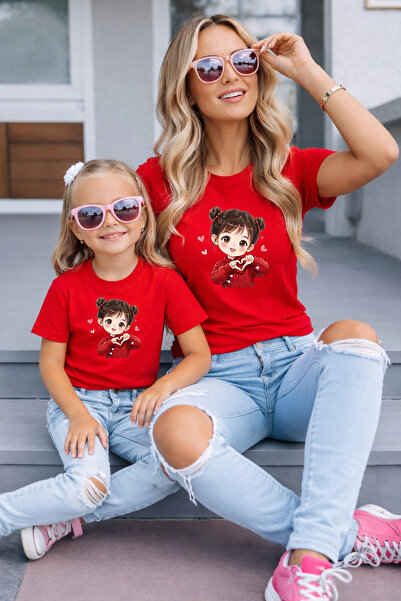 LORVEX Μπλουζάκι Mother Daughter Oversize T-Shirt Twin T-Shirt 100% Βαμβάκι Ά...
