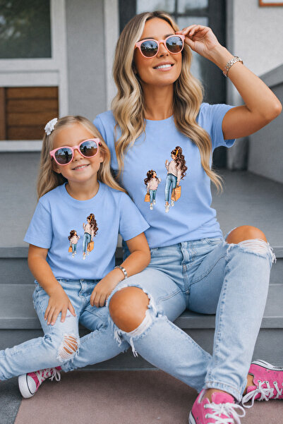 LORVEX Μπλουζάκι Mother Daughter Oversize T-Shirt Twin T-Shirt 100% Βαμβάκι Ά...