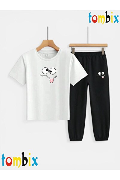 tombix SET PENTRU COPII: TRICOU CU IMPRIMEU EFEKT OCHI DE CĂȚĂRĂ, PANTALONI D...