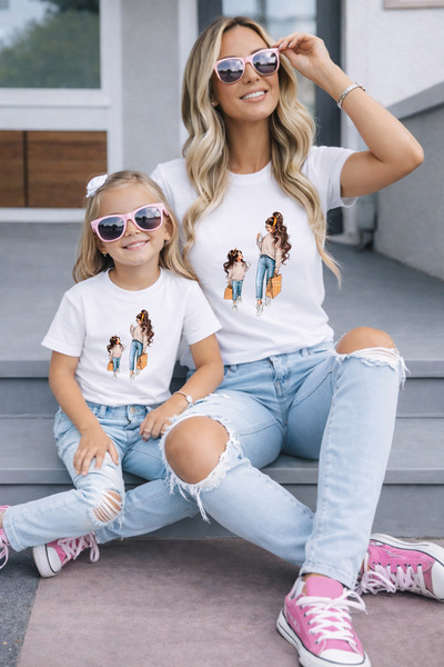 LORVEX Μπλουζάκι Mother Daughter Oversize T-Shirt Twin T-Shirt 100% Βαμβάκι Ά...