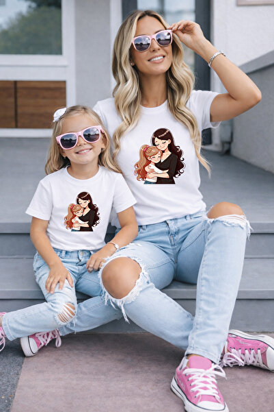 LORVEX Μπλουζάκι Mother Daughter Oversize T-Shirt Twin T-Shirt 100% Βαμβάκι Ά...