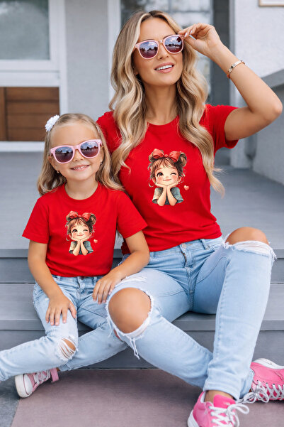 LORVEX Μπλουζάκι Mother Daughter Oversize T-Shirt Twin T-Shirt 100% Βαμβάκι Ά...