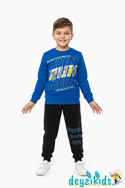 Deyzikids Mevsimlik Run Baskılı Sweat Eşorfman Alt Üst Takım 3-4-5-6-7-8 Yaş ...
