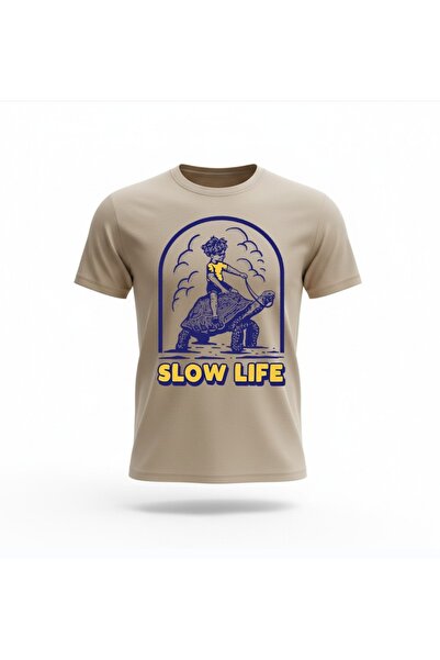 URBANTRENDSTORE Unisex Slow Life Turtle Oversize Fit Άνετο φαρδύ μπλουζάκι ca...