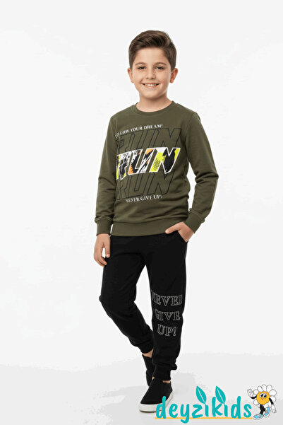 Deyzikids Mevsimlik Run Baskılı Sweat Eşorfman Alt Üst Takım 3-4-5-6-7-8 Yaş ...