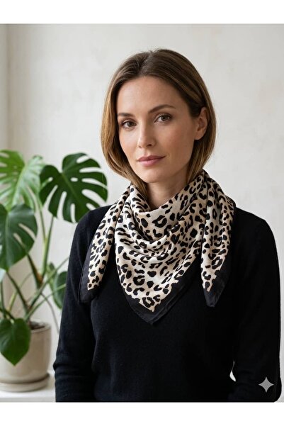 CANMODA Γυναικείο σατέν τετράγωνο μαντήλι και σάλι λαιμού με σχέδιο λεοπάρ (6...