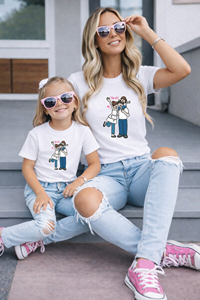 LORVEX Μπλουζάκι Mother-Daughter Oversize Ζευγάρι Μπλουζάκια 100% Βαμβακερά Ά...