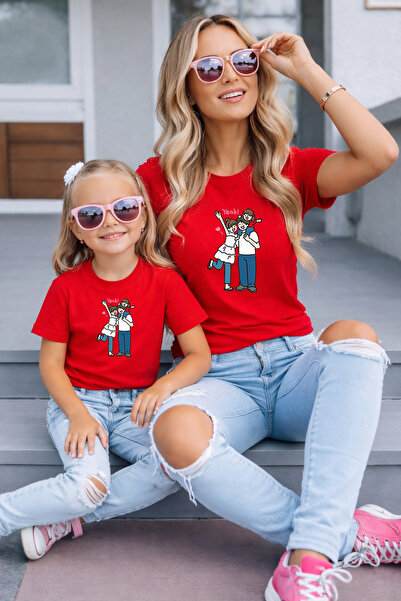 LORVEX Μπλουζάκι Mother Daughter Oversize T-Shirt Twin T-Shirt 100% Βαμβάκι Ά...