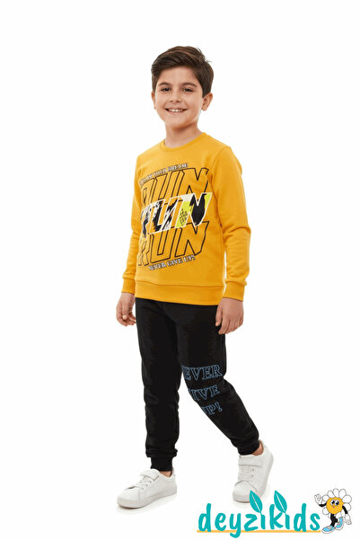 Deyzikids Mevsimlik Run Baskılı Sweat Eşorfman Alt Üst Takım 3-4-5-6-7-8 Yaş ...