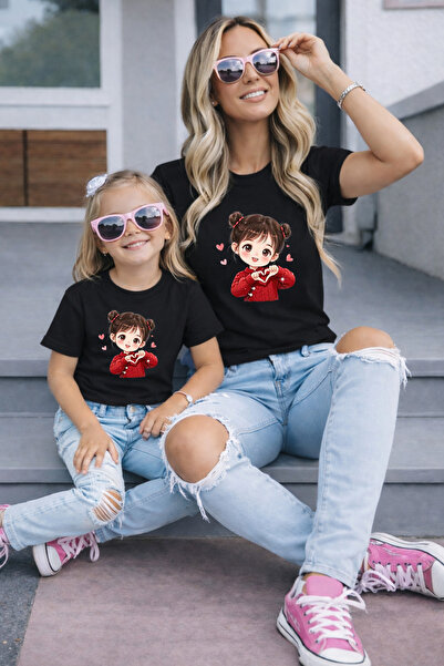 LORVEX Μπλουζάκι Mother Daughter Oversize T-Shirt Twin T-Shirt 100% Βαμβάκι Ά...