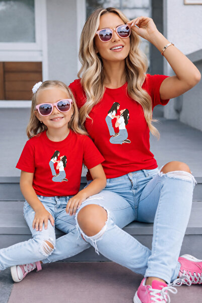 LORVEX Μπλουζάκι Mother Daughter Oversize T-Shirt Twin T-Shirt 100% Βαμβάκι Ά...