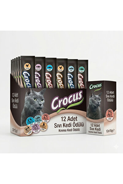 Crocus Karışık Krema Kedi Ödül Maması 15 gr X 12 Adet