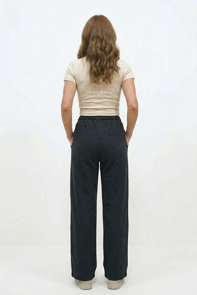 Lady Bom Women's Black High Waist Wide Leg Relaxed Fit Linen Trousers