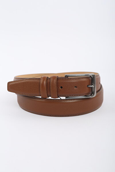 KASVA DERİ Hazelnut Color Floter Original Leather Belt 3.5 cm