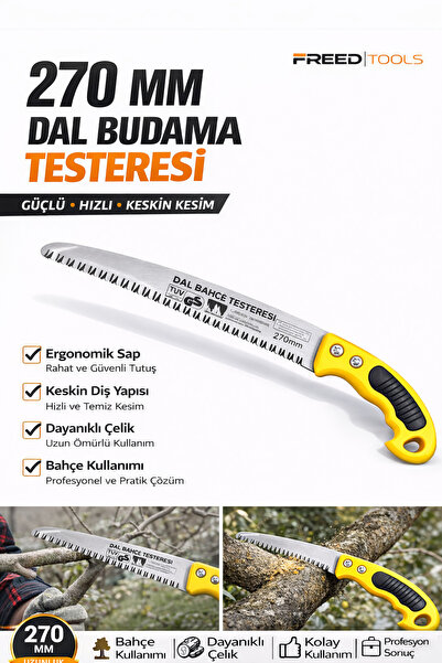 FREED TOOLS Dal Budama Testeresi 270 mm Bahçe Testeresi Ağaç Kesme El Testere...
