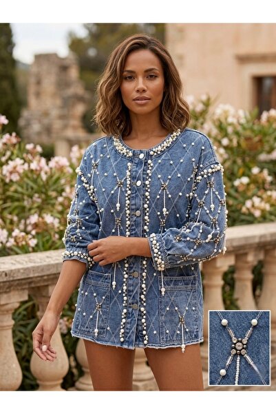 Rabiossa Kadın Stella İşlemeli Denim Ceket
