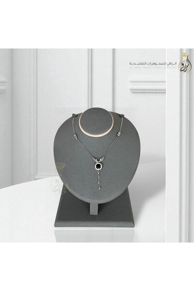 Generic عقد الدائرة السوداء الفضي