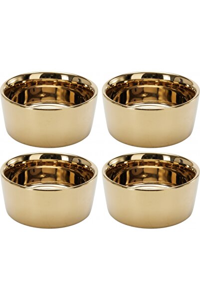 Excellent Houseware Σετ 4 χρυσών κεραμικών δοχείων σάλτσας, 8,5 x ύψος 4,5 εκ.