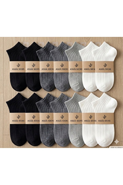 ASGÜL SOCKS Unisex Cotton Basic Derby Booties Socks Set 8 Pairs