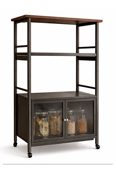 OEM Kitchen shelf with wheels and cabinet, metal + wood, 60 x 38 x 115 cm, ad...
